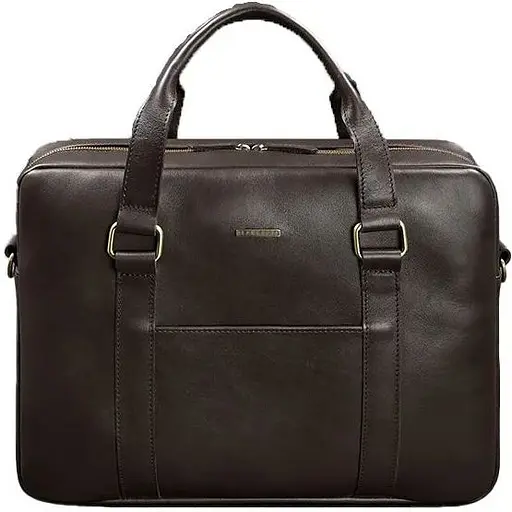 Шкіряна сумка для ноутбука та документів темно-коричнева - фото 1