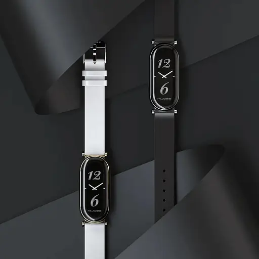 Шкіряний ремінець MiJobs для фітнес-браслета Xiaomi Mi Band 3 и 4 Type B білий, тримач - сріблястий - фото 4