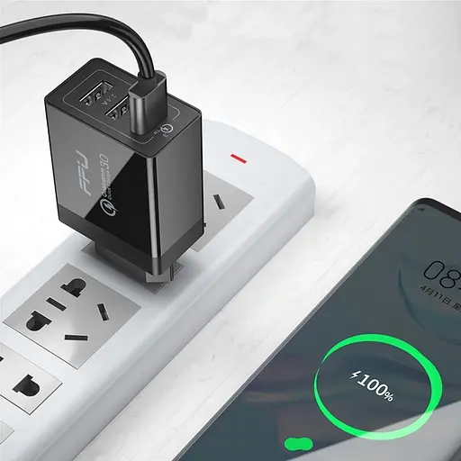 Адаптер блок питания 3 порта (выхода) Essager Fangbo QC3.0 3U (QC+Dual 2.4A) черный - фото 5