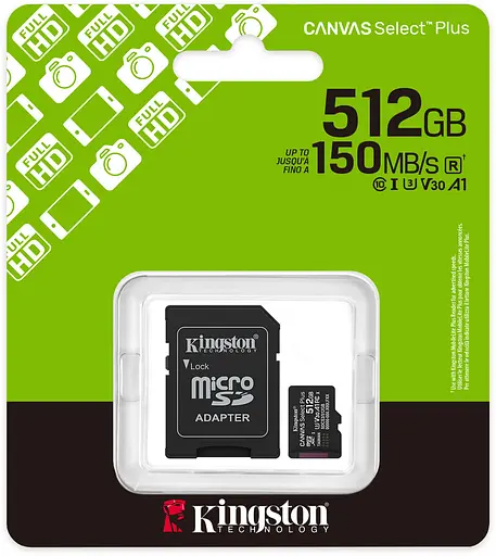 Memory card microSDXC 512GB Kingston Canvas Select Plus Gen3 C10 A1 Retail + adapter - фото 3