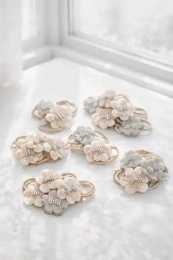 Набір гумок із текстильними квітами 20 шт - фото 1