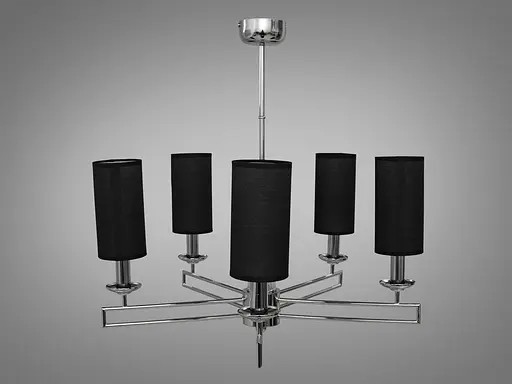 Современная люстра с текстильными абажурами на 5 ламп. - фото 2