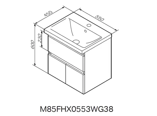 Тумба з раковиною AM.PM X-Joy підвісна 55 білий глянець M85-FHX0553-WC0553WG38 Білий - фото 2