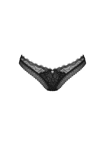 Эротические кружевные стринги Obsessive Medilla XS/S черный - фото 5
