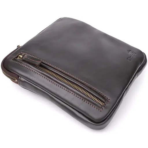 Елегантна чоловіча сумка з гладкої натуральної шкіри SHVIGEL 20х22х4 см sum0027430 - фото 6