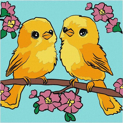 Картина за номерами "Веселкові пташки" ©art_selena_ua KHO1178, 25х25 см