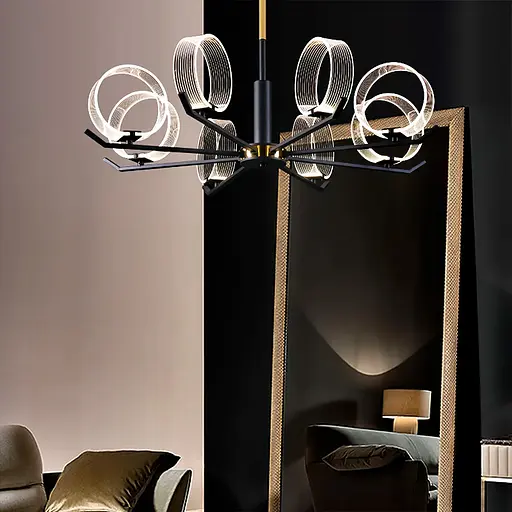 Люстра дизайнерская с акриловыми кругами на 3 режима освещения Line.F J 1828/8 - фото 8