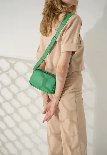 Жіноча шкіряна сумка поясна / кроссбоді Holly зелена - фото 4