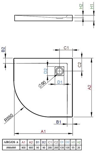 Душовий піддон Radaway Argos A 90x90 4AA99-01 - фото 2