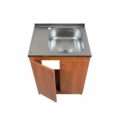 Кухонна тумба в комплекті з накладною мийкою ЛДСП 60х60х83 см Яблуня (52867-01142) - фото 5