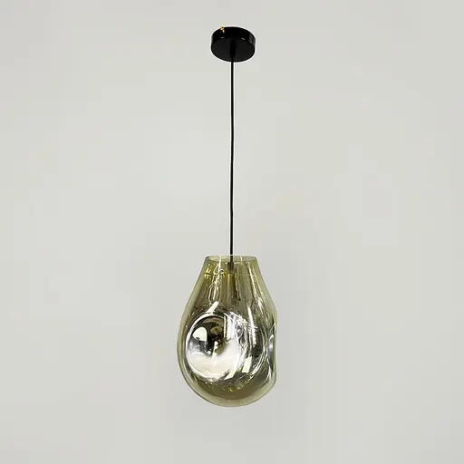 Подвес с мятым удлиненным стеклянным графитовым плафоном | Line F | Арт. 0459/1 GD - фото 1