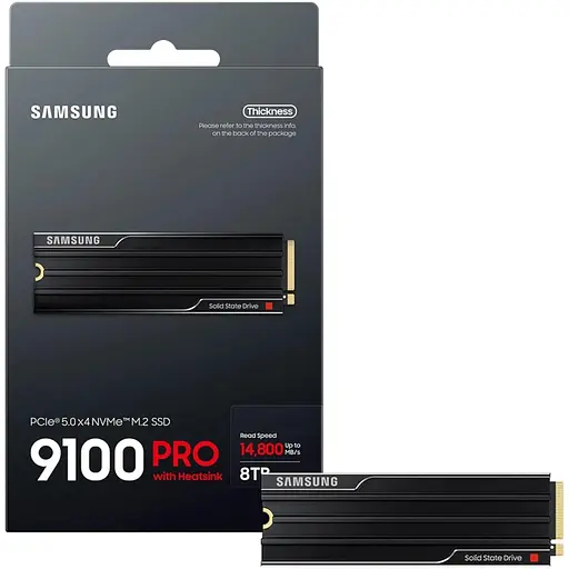 Накопитель SSD Samsung m.2 NVMe 8TB 9100 Pro Heatsink PCIe 5.0 x4 V-NAND TLC (MZ-VAP8T0CW) - фото 3