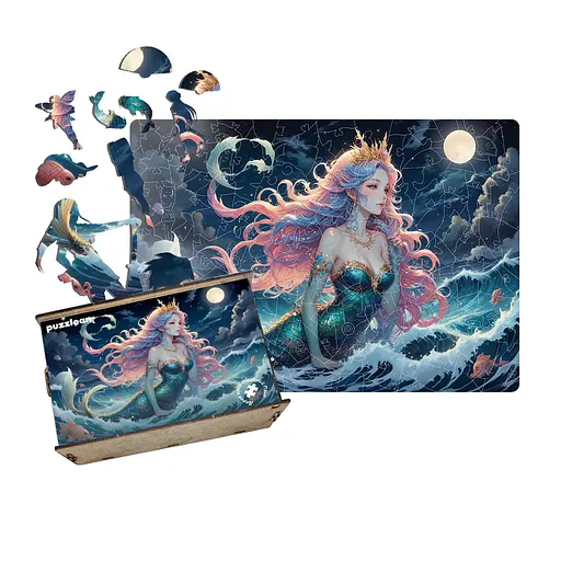 Пазл деревянный Аниме Морская Волшебница, А4, Картонная коробка 100 элементов