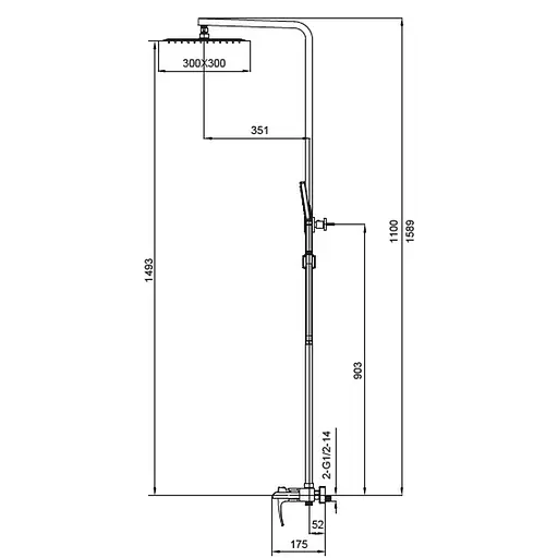 Душова система Koer Водоспад KB-58007-04 3 функції KR5161, Білий матовий - фото 2