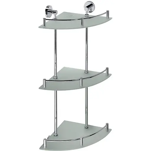 Полка Bemeta Omega стеклянная угловая тройная 104202152, Белый - фото 1