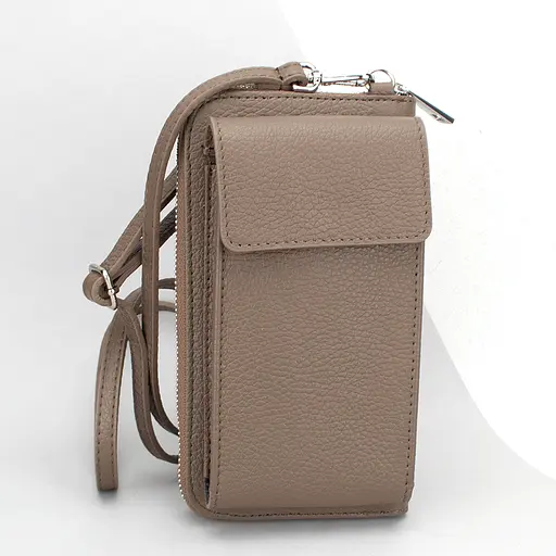 Кошелек с чехлом для телефона с ручкой на плечо Virginia Conti 03047 темный тауп - фото 1
