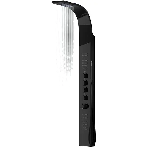 Душова панель Corsan Samsara black LED з термостатом S003TBLLED, Чорний матовий - фото 1