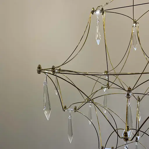 Дизайнерська невагома золота люстра d60 см | Арт. MJ 158-600 Titanium | Line F - фото 2