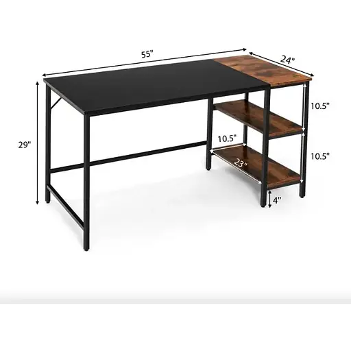 Комп'ютерний стіл Costway Tiffany з двома полицями в стилі Loft - фото 5