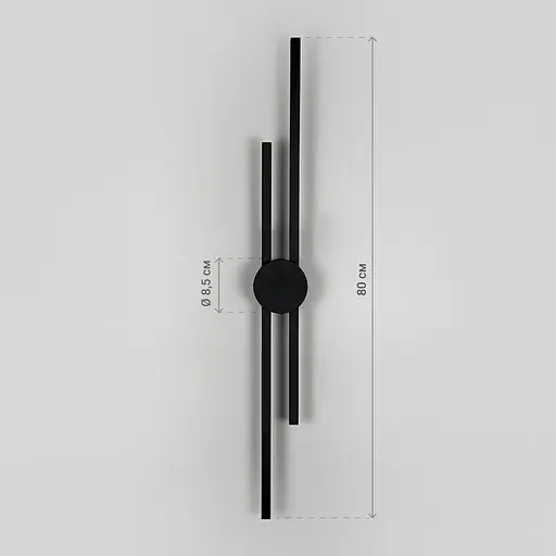 Видовжене подвійне світлодіодне бра Line F чорне 80 см Арт. WB39/800 BK - фото 2