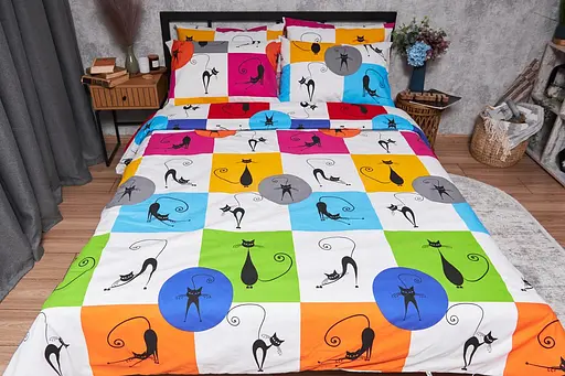 Підковдра Moon&Star Бязь Gold Люкс Cat Brawlers King Size 220x240 см - фото 2