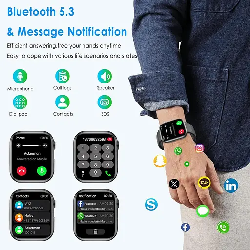 Розумний годинник Marsyu для чоловіків і жінок, 2-дюймовий AMOLED-екгмальний дисплей з артеріальним тиском/SpO2/сердяним ритмом - фото 6