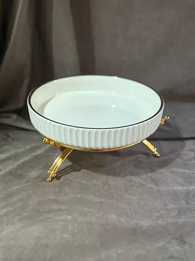 Керамическое блюдо 1571B для сервировки с декоративной подставкой - фото 3