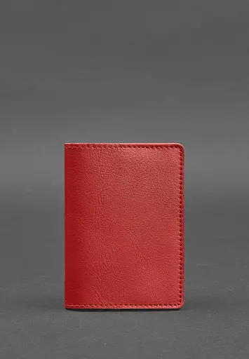 Кожаная обложка для паспорта и военного билета 1.3 красная - фото 2