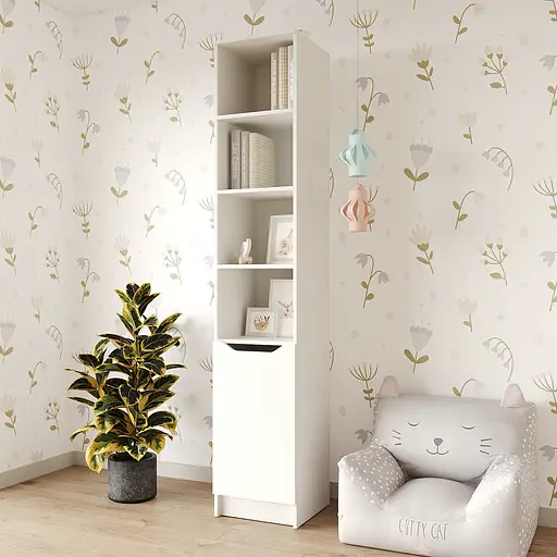 Пенал с открытыми полками 1Д Лилу 40x40x210 см Аляска белый (MBS-1315)