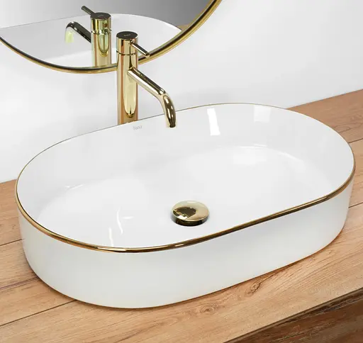 Умивальник Rea Nadia накладний white gold edge REA-U1063, Білий - фото 2