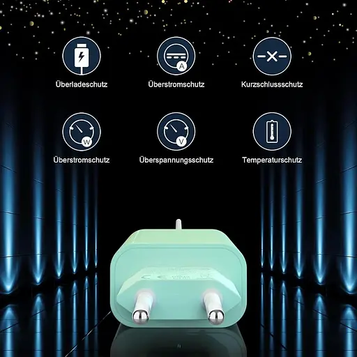 Быстрое зарядное устройство ZNBTCY светло-фиолетовое + светло-зеленое с зарядным кабелем для iPhone 2M (белый) 20 Вт 4 шт. - фото 6