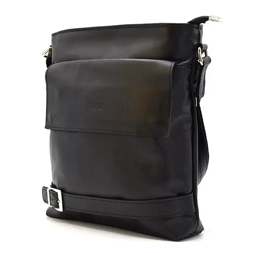 Шкіряна чоловіча сумка через плече чорна TARWA 29х31х8 см sum0028302 - фото 8