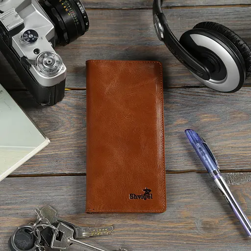 Мужской кожаный кошелек Shvigel 8.5х17.5 см acs0015244 - фото 5