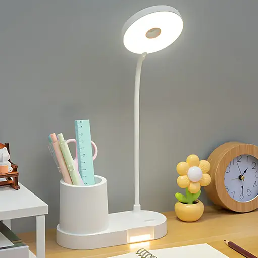 Настільна LED лампа з гнучкою ніжкою та утримувачем сенсорне керування USB-живлення Білий - фото 2