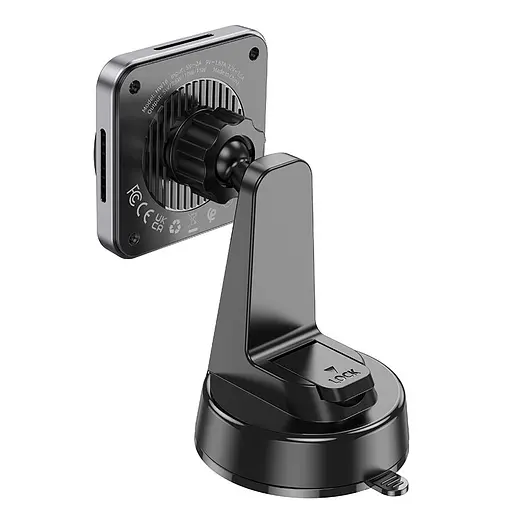 Автодержатель с БЗП Hoco HW16 Speed (центральная консоль) Black / Metal gray - фото 5