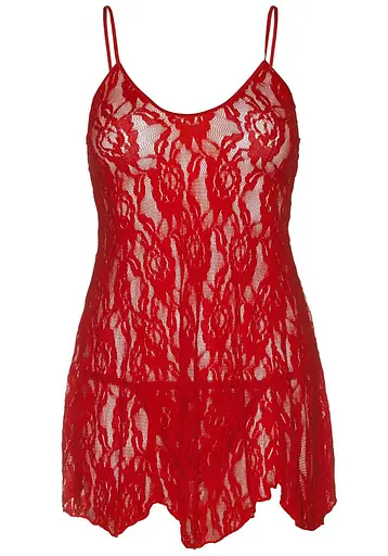 Пеньюар Leg Avenue Rose Lace Flair Chemise Red Plus Size - фото 2