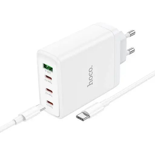 Адаптер мережевий Hoco N31 Leader four-port (3C1A) fast charger set + Type-C to Type-C кабель - фото 1