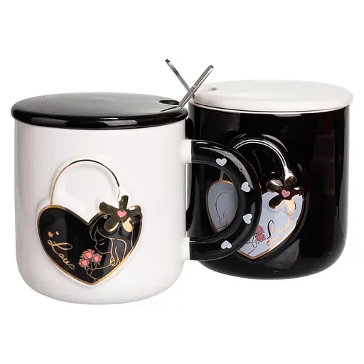 Парні чашки порцелянові Love 400 мл з ложками FM-33 - фото 4