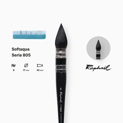 Кисть синтетика круглая (имитация) Raphael Softaqua, №8, французская вязкая, профессиональная - фото 2