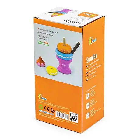 Пірамідка Морозиво Viga Toys 51321 Рожева дерев'яна іграшка - фото 5