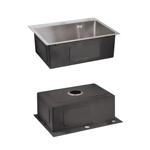 Кухонная мойка Lidz Handmade H5845 интегрированная Brushed в комплекте с дозатором и корзиной, Нержавеющая сталь - фото 4