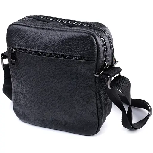 Чоловіча сумка месенджер із зернистої натуральної шкіри SHVIGEL 19х21х7 см sum0027000 - фото 2