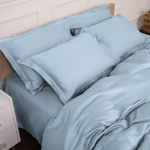 Простыня на резинке MirSon Tencel №04 Blue 180х190 см (2200009369896) - фото 4