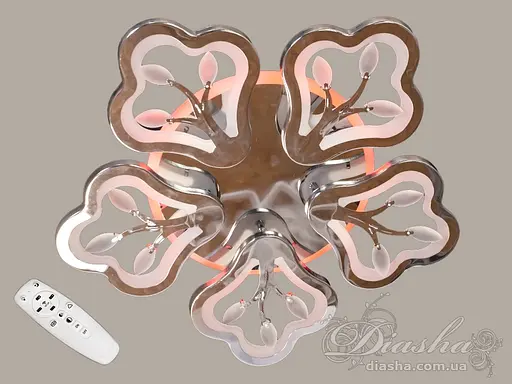 Люстра стельова з димером і LED підсвічуванням, колір хром, 90W - фото 1