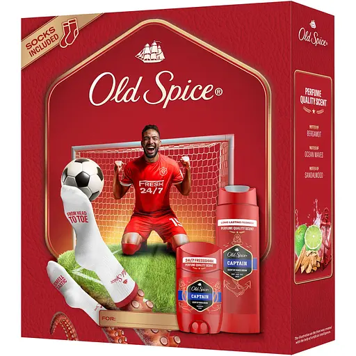 Подарочный набор Old Spice Footballer Captain: дезодорант-стик 50 мл + гель для душа 3-в-1, 250 мл + носки - фото 2