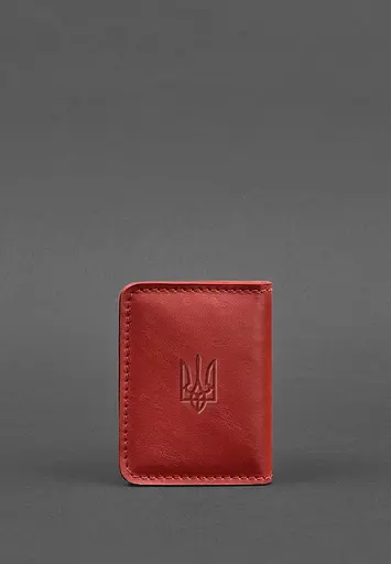 Кожаная обложка для ID-паспорта и водительского заседания 4.1 красная с гербом - фото 3