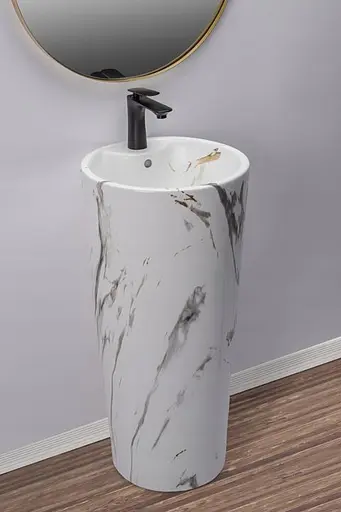 Умивальник Rea Blanka marble mat T підлоговий REA-U8704, Білий матовий - фото 3