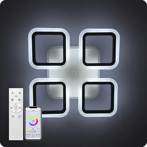 Люстра светодиодная 517 Light 3color с пультом 72Вт Черный (01372) - фото 9