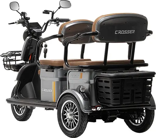 Електроскутер Триколісний 4-місний Crosser TR-4 VAGON (800W, 72V,20Ah) Сірий - фото 13