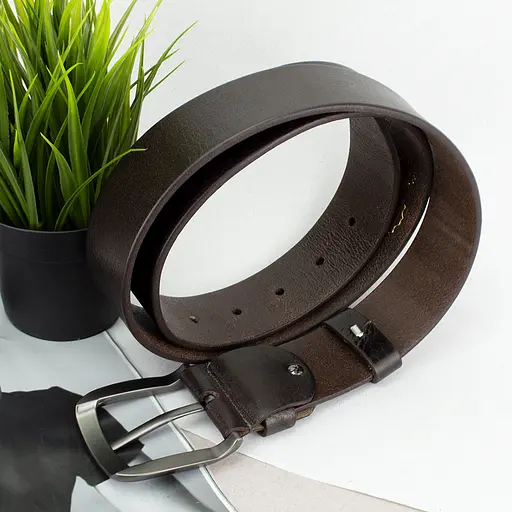 Ремінь чоловічий шкіряний JK-4520 (125 см) широкий коричневий - фото 3